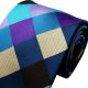 Intrepid Corporate Elite Sky Blue, Blue , Brown and Purple Checked Pattern Men's Necktie Tie 100% Silk Jacquard Handwoven Woven,59''(150cm )in length and 3.4''(8.5cm) in Width